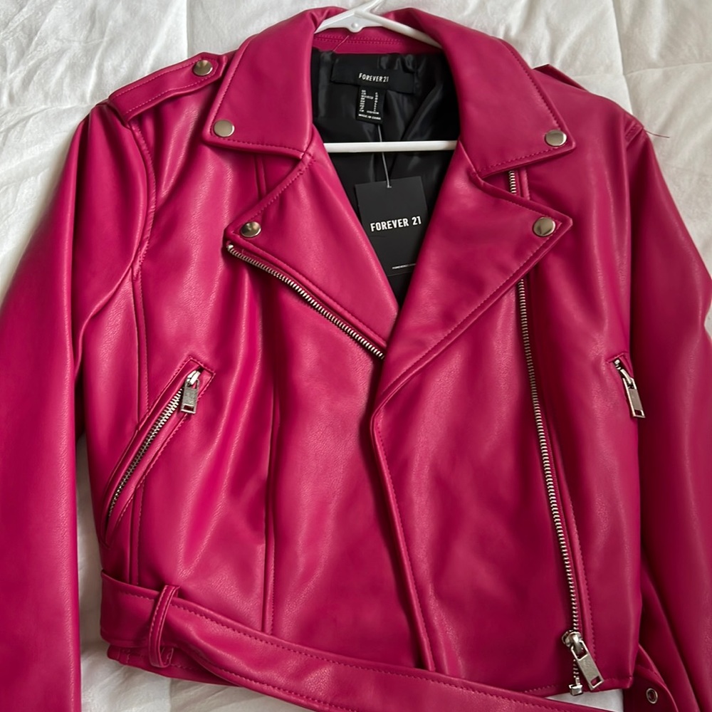 New forever 21 fuschia leather blazer